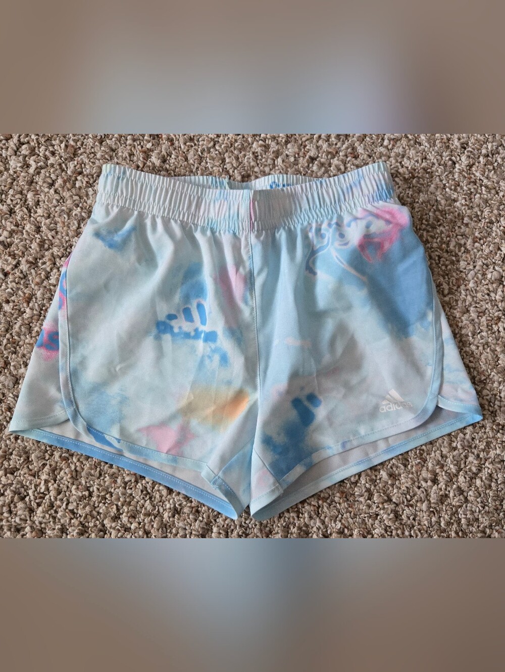 Adidas Girl's Pastel Tie-Dye Athletic Shorts - Blue, Pink, Yellow